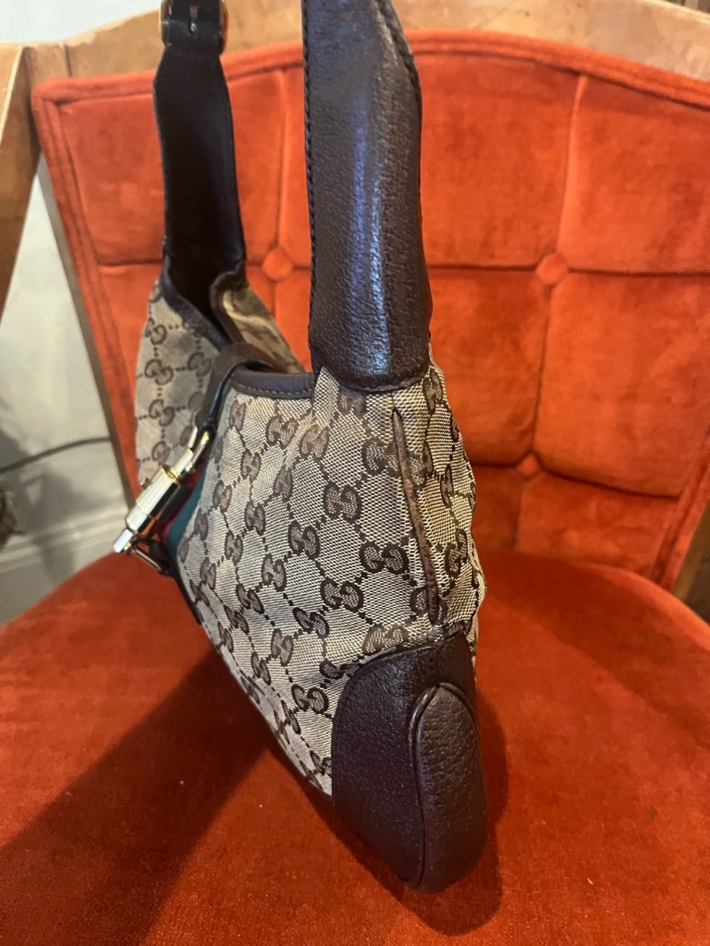 Gucci Web Sherry Line Jackie Brown GG Canvas Shoulder Bag - Medium - Picture 6 of 14